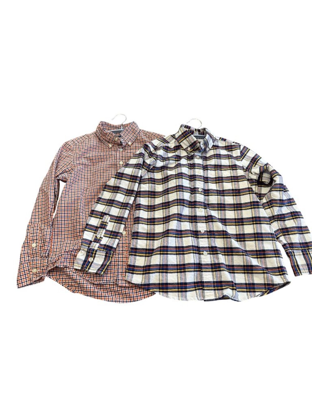 Ralph Lauren & Lands' End Button Down Dress Shirt Boys S 8 Long Sleeve Plaid
